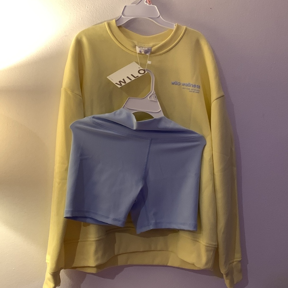 Wilo 2PK Crew Sweat Shirt (Yellow/Blue) Set - Picture 5 of 8